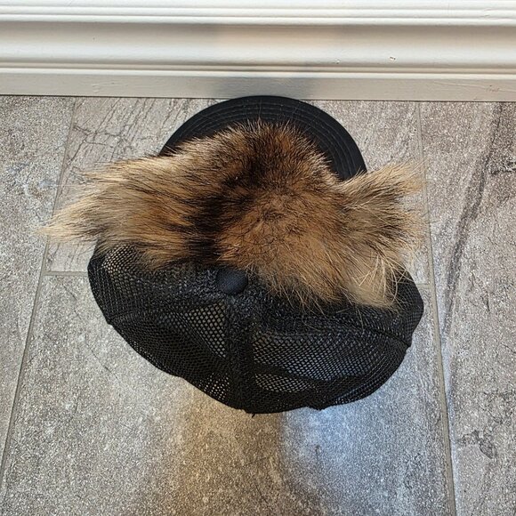 vintage Racoon Fur Mountain Man Trapper hunter snap back baseball cap Hat Face - Picture 4 of 6